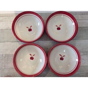 Dansk Bing Cherry Red & White Ceramic Bowls Set Of 4